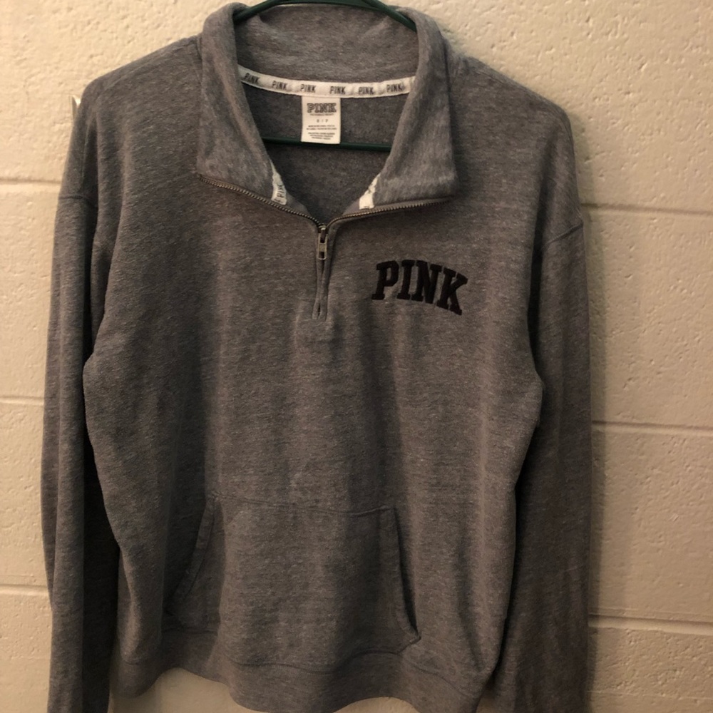 Pink grey quarter zip